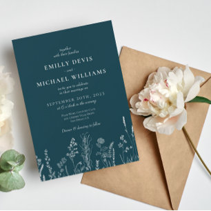 Wildflower Deep Wedding Invitation