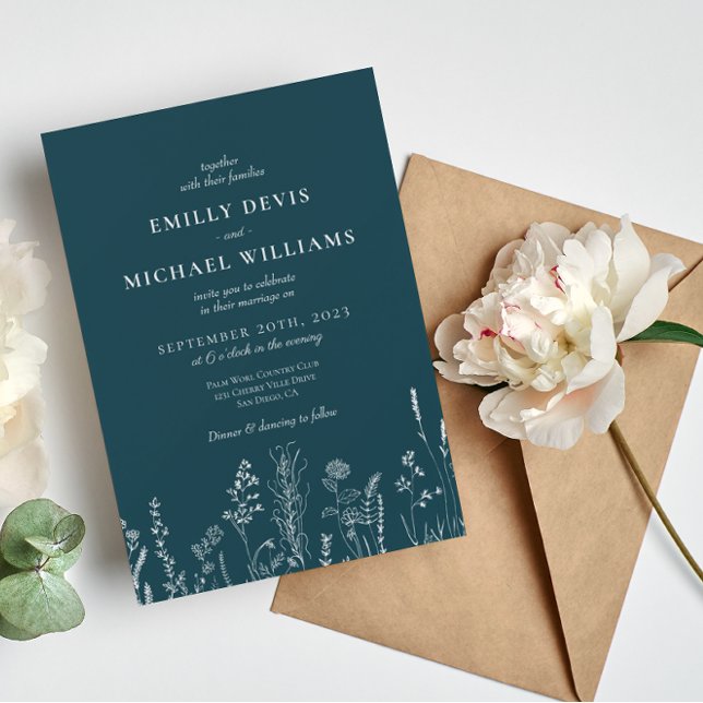 Wildflower Deep Wedding Invitation (Creator Uploaded)
