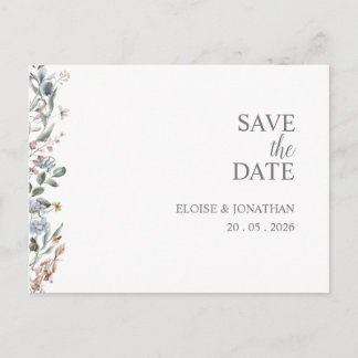 Wildflower Delicate Floral Save The Date Postcard