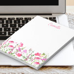 Wildflower Delicate Pink Floral Personalised Notepad<br><div class="desc">Pretty notepad with pink wildflower border to personalise with your name. This delicate and feminine watercolor floral design has a border of wild flowers with hand lettered typography.</div>