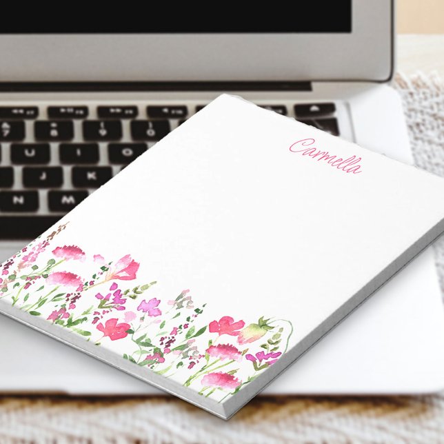 Wildflower Delicate Pink Floral Personalised Notepad (Creator Uploaded)