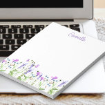 Wildflower Delicate Purple Floral Personalised Notepad<br><div class="desc">Pretty notepad with purple wildflower border to personalise with your name. This delicate and feminine watercolor floral design has a border of wild flowers with hand lettered typography.</div>
