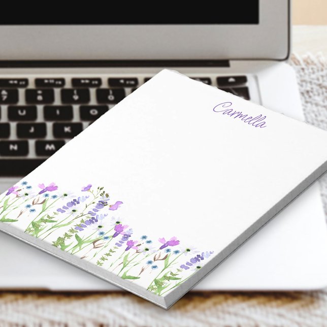 Wildflower Delicate Purple Floral Personalised Notepad (Creator Uploaded)