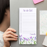 Wildflower Delicate Purple Floral To Do List Magnetic Notepad<br><div class="desc">Personalised to do list with delicate purple wildflowers. This pretty watercolor floral design has a border of wild flowers with hand lettered typography. Designed as a to do list,  the notepad features ruled lines and checkboxes to help keep your lists in good working order.</div>