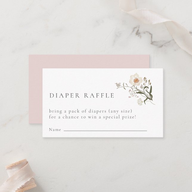 Wildflower Diaper Raffle Enclosure Card (Front/Back In Situ)