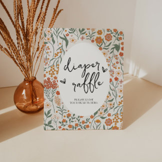 Wildflower Diaper Raffle Game Pedestal Sign