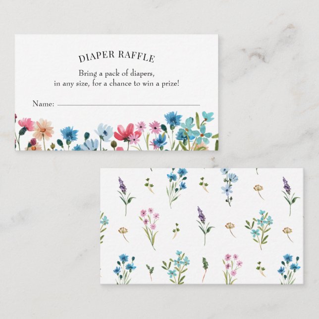 Wildflower Diaper Raffle Insert Card (Front/Back)