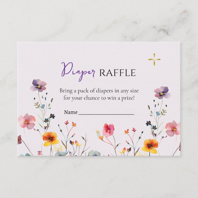 Wildflower Diaper Raffle Orthodox Baby Shower Card (Front)