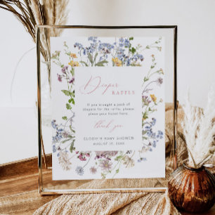 Wildflower Diaper Raffle Sign Floral Baby Shower