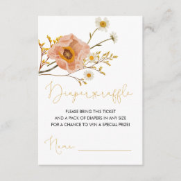 Wildflower Diaper Raffle Ticket , Bohemian Shower Enclosure Card