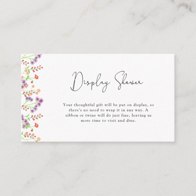 Wildflower - display shower enclosure card (Front)