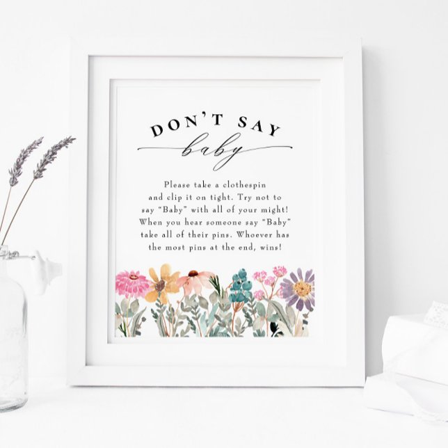 Wildflower "Don't Say Baby" Baby Shower Game Poster (Creator Uploaded)