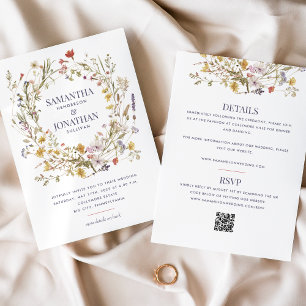 Wildflower Double-sided QR Wedding Invitation