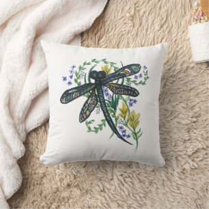 Wildflower Dragonfly Whimsy Cushion