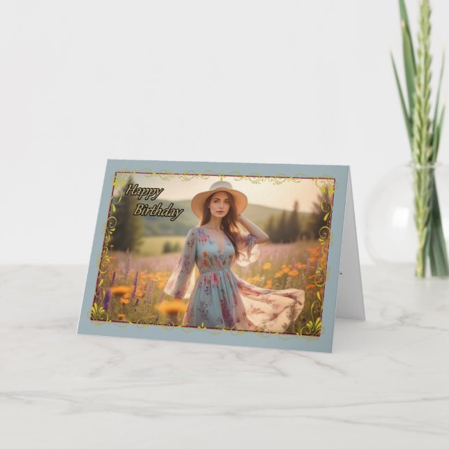 Wildflower Dreams Woman's Birthday Card (Front)