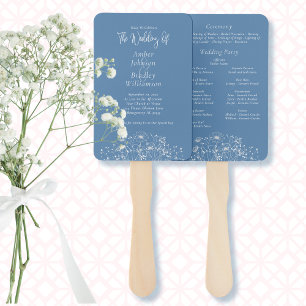 Wildflower Dusty Blue Botanical Floral Program Hand Fan