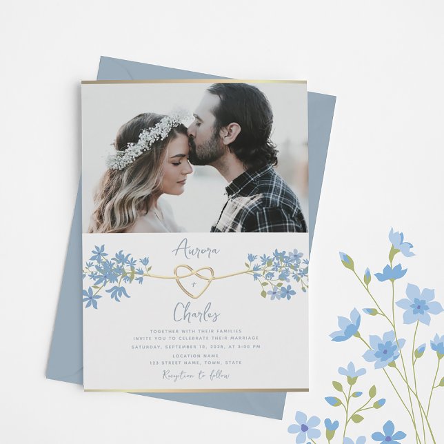 Wildflower Dusty Blue Wedding  Invitation (Creator Uploaded)