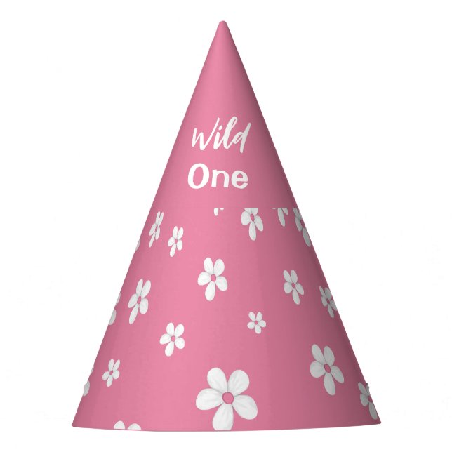 Wildflower Dusty Pink Cute Baby Girl Birthday Party Hat (Front)