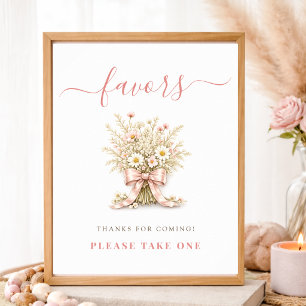 Wildflower Dusty Rose Girl Baby Shower Favours Sig Poster