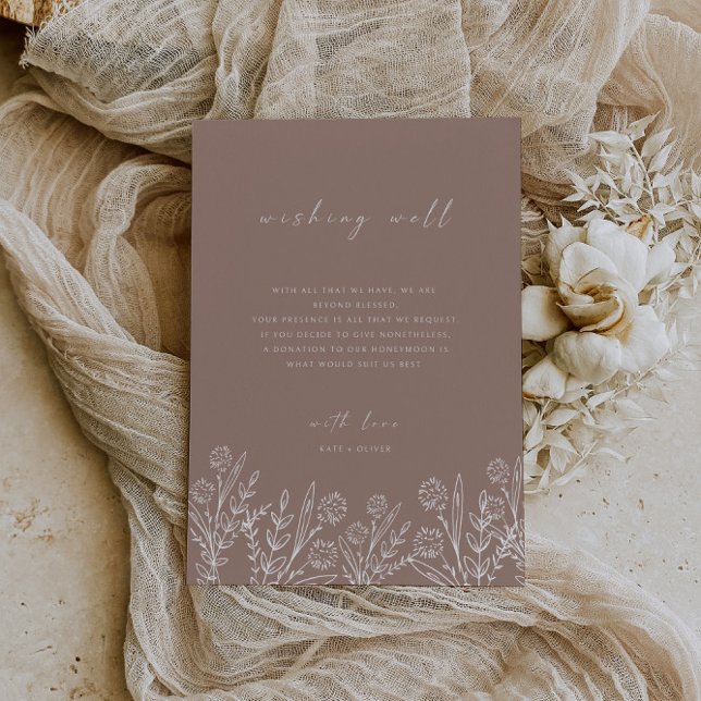 Wildflower Dusty Rose Wedding Wishing Well Card (Creator Uploaded)