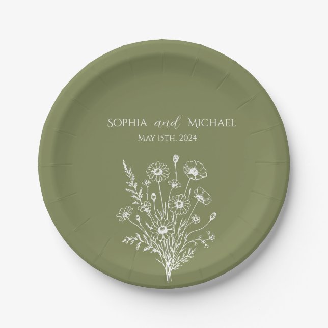 Wildflower Elegance-Wedding- Paper Plate (Front)