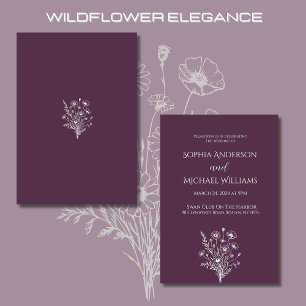 Wildflower Elegance Wedding Purple Theme- Invitation