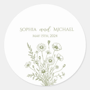 Wildflower Elegance Wedding Stickers