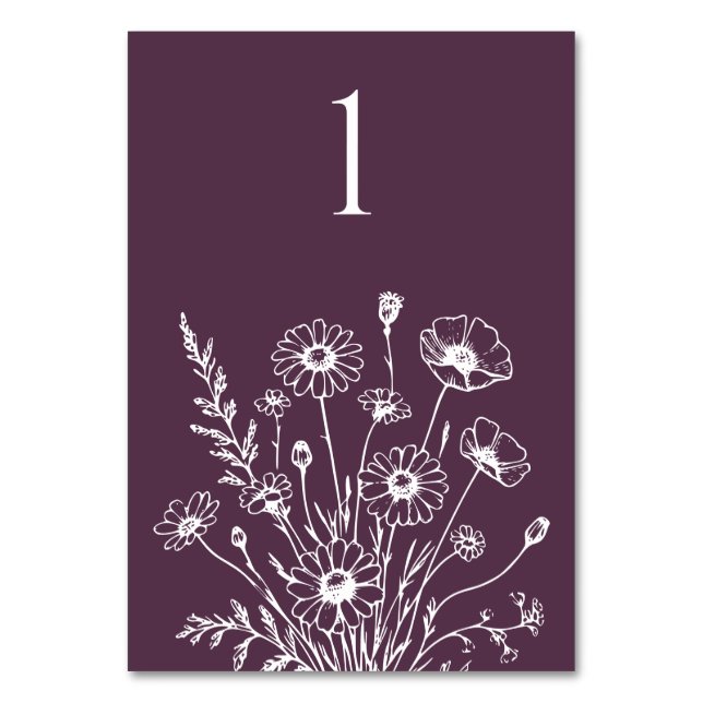 Wildflower Elegance-Wedding Table Card (Front)