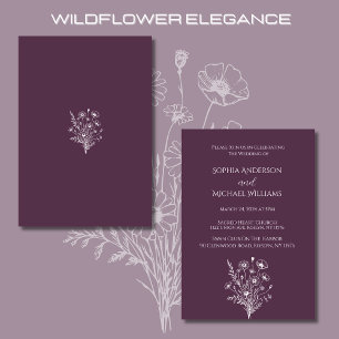 Wildflower Elegance Wedding Theme Purple Invitation