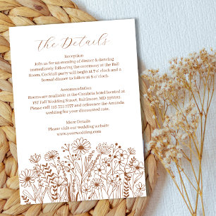  Wildflower Elegant Burnt Orange Wedding Details Enclosure Card