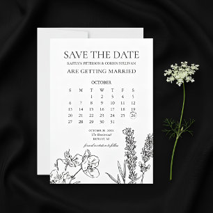 Wildflower Elegant Calendar Save The Date Invitation