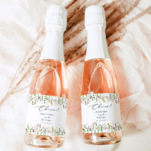 Wildflower elegant Classic Cheers Wedding Wine Label
