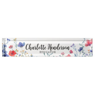 Wildflower Elegant Custom Name Plate Occupation