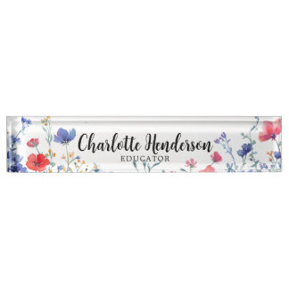 Wildflower Elegant Custom Name Plate Occupation