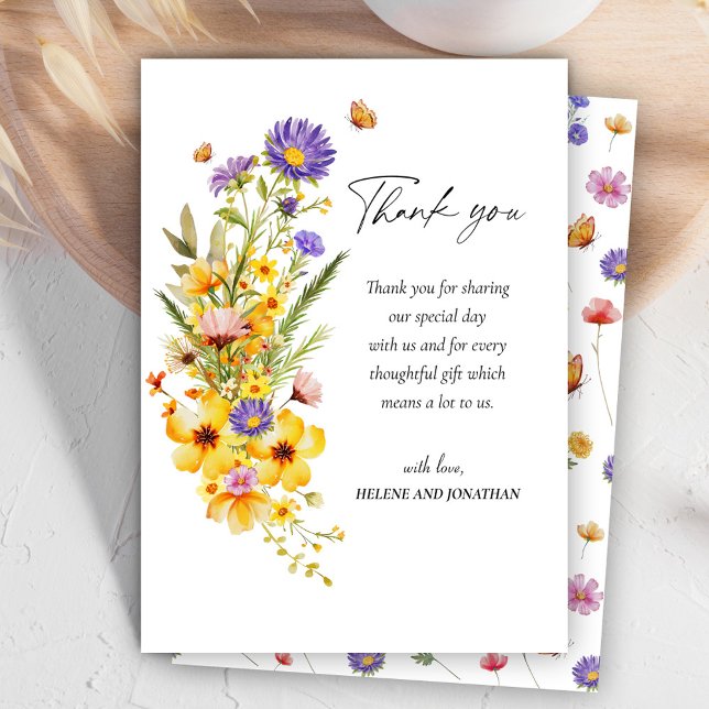 Wildflower Elegant Floral Boho Baby Shower Thank You Card (Wildflower Elegant Floral Boho Baby Shower Thank You Card)