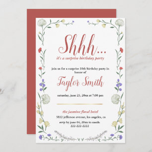 wildflower elegant Floral Surprise Party Invite