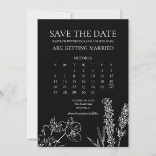 Wildflower Elegant Gothic Calendar Save The Date Invitation