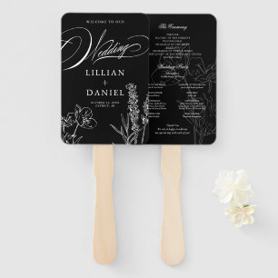 Wildflower Elegant Gothic Wedding Program Hand Fan