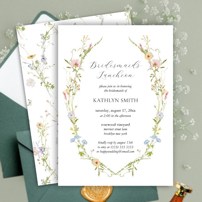 Wildflower Elegant Modern Bridesmaids Luncheon Invitation (Creator Uploaded)