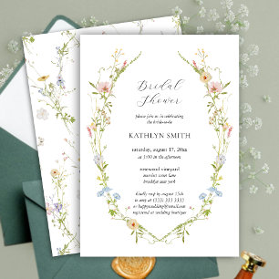 Wildflower Elegant Modern Floral Bridal Shower Invitation