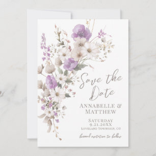 Wildflower Elegant Purple Floral Wedding Save The Date