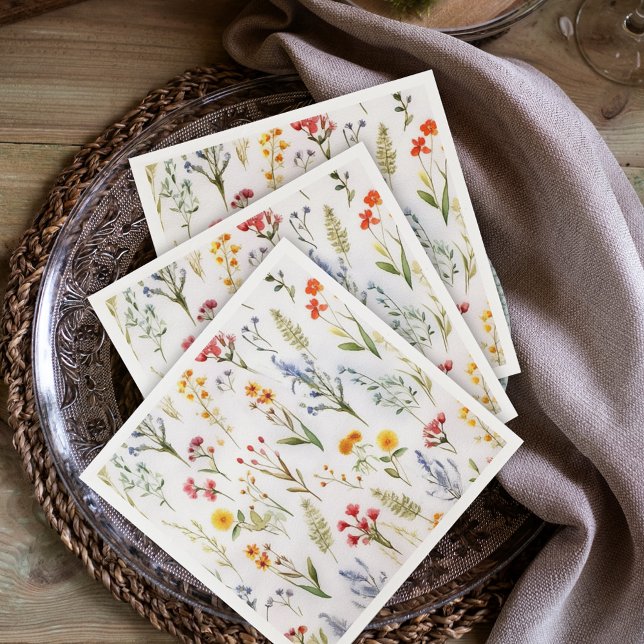 Wildflower Elegant Rustic Watercolor Baby Shower Napkin (Wildflower Elegant Rustic Watercolor Baby Shower Napkins)