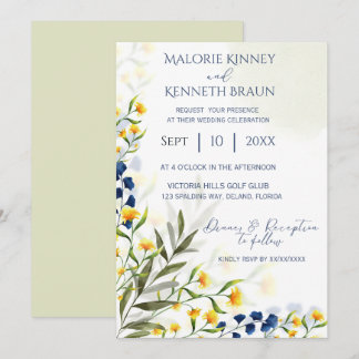 Wildflower elegant rustic wedding invitation