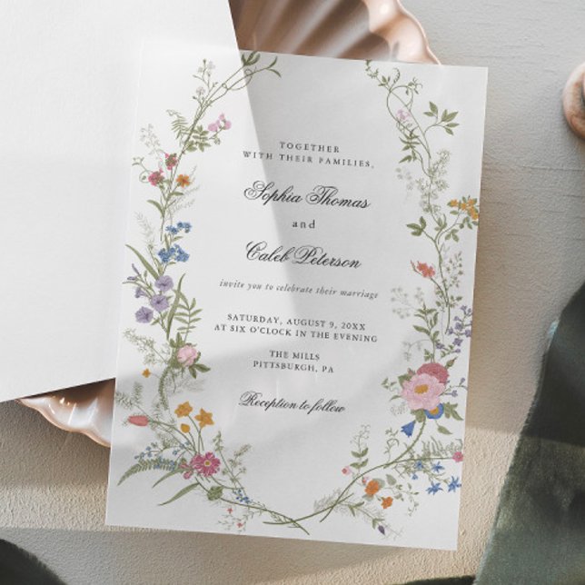Wildflower Elegant Vintage Wedding Invitation (Creator Uploaded)