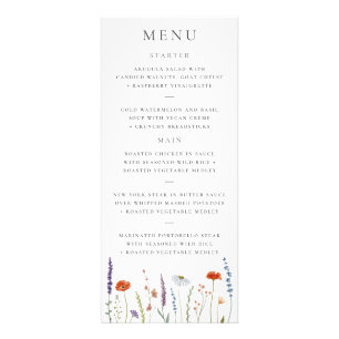 Wildflower Elegant Wedding Menu