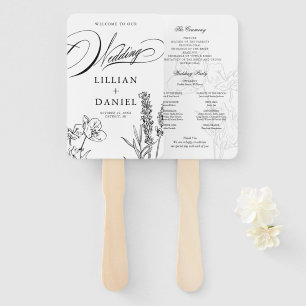 Wildflower Elegant Wedding Program Hand Fan