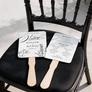 Wildflower Elegant Wedding Program Hand Fan