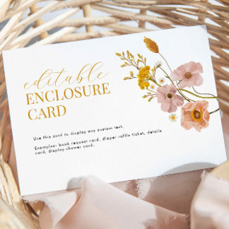 Wildflower enclosure card, garden party theme card