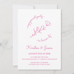 Wildflower Engagement Party Invitation in Pink