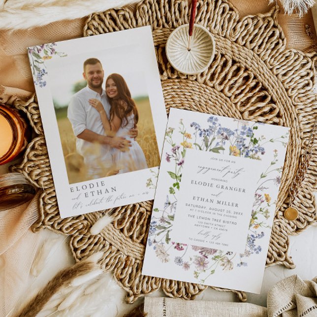 Wildflower Engagement Party Invitation with Photo (Creator Uploaded)